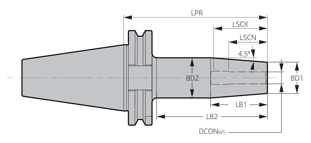 CAT SF shrink fit holder dimension drawing